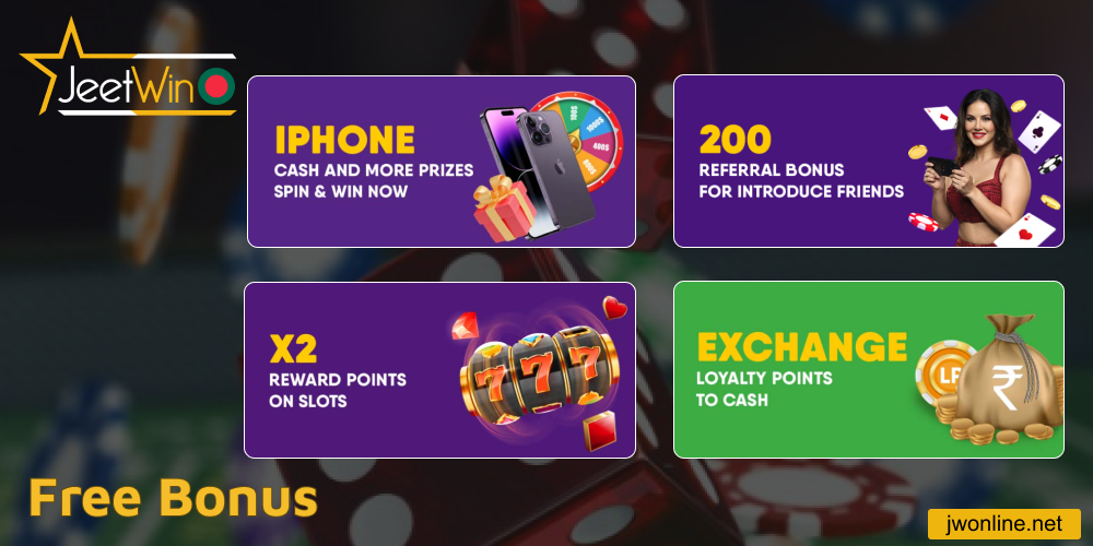 Free bonuses on Jeetwin online casino