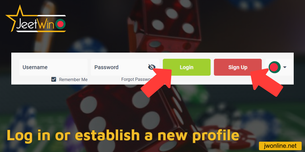 Log in or craete a new profile on Jeetwin online casino