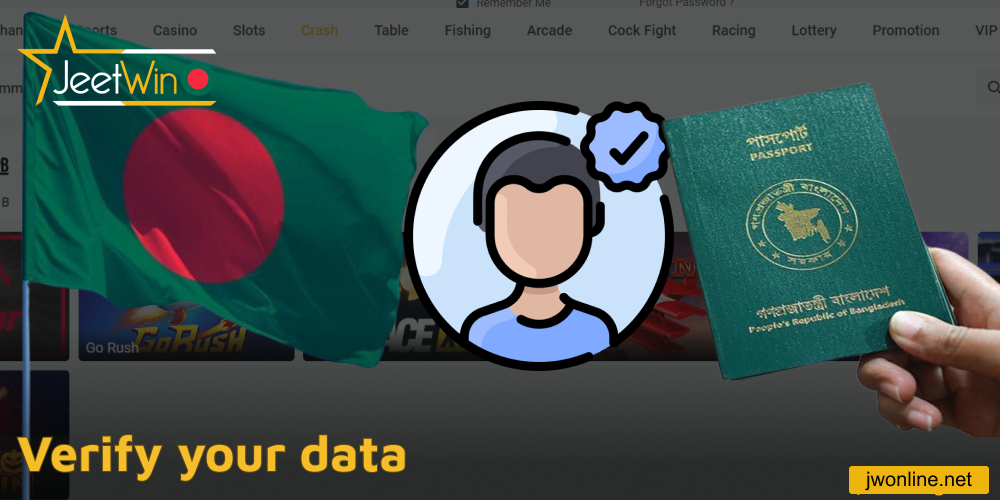 Instructions on data verification on Jeetwin online casino