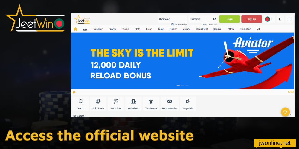 Access the official Jeetwin website