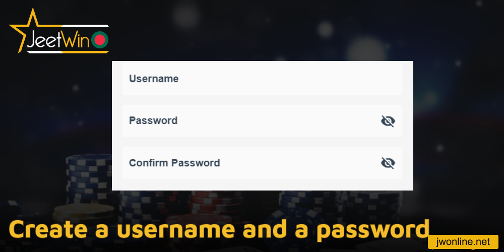Create a username and a password on Jeetwin