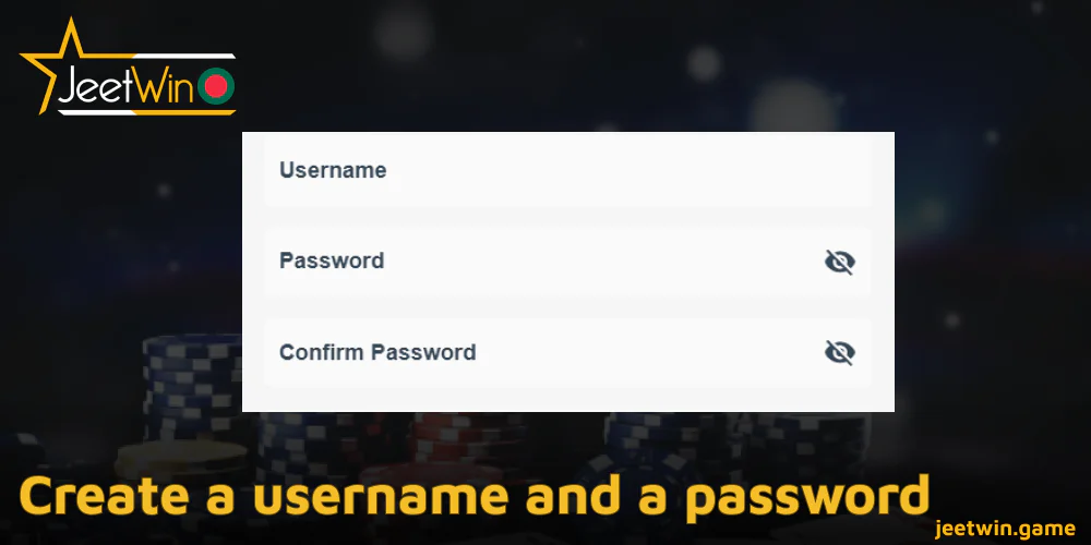 Jeetwin এ একটি ব্যবহারকারীর নাম এবং একটি পাসওয়ার্ড তৈরি করুন