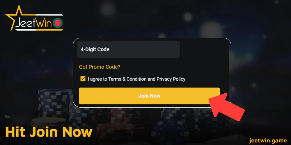 Jeetwin-এ Join Now বোতাম টিপুন