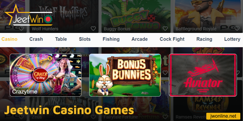 Online casino games on Jeetwin website