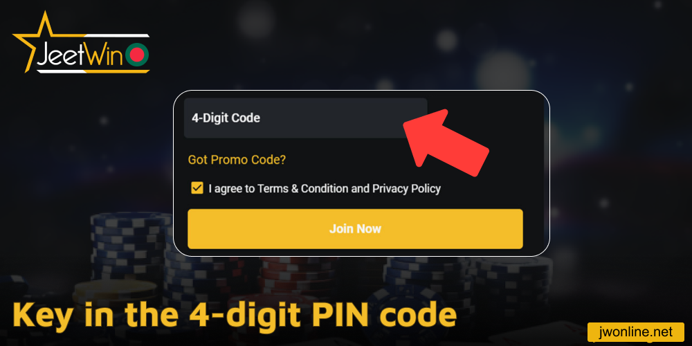 Key in the 4-digit PIN code on Jeetwin