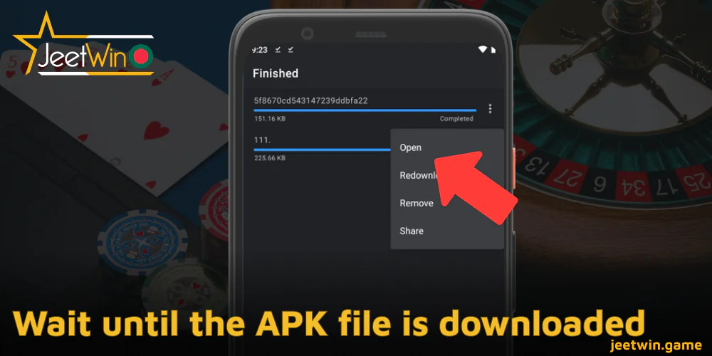 Jeetwin APK ফাইল ডাউনলোড না হওয়া পর্যন্ত অপেক্ষা করুন