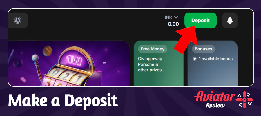 Make a deposit on the 1Win website