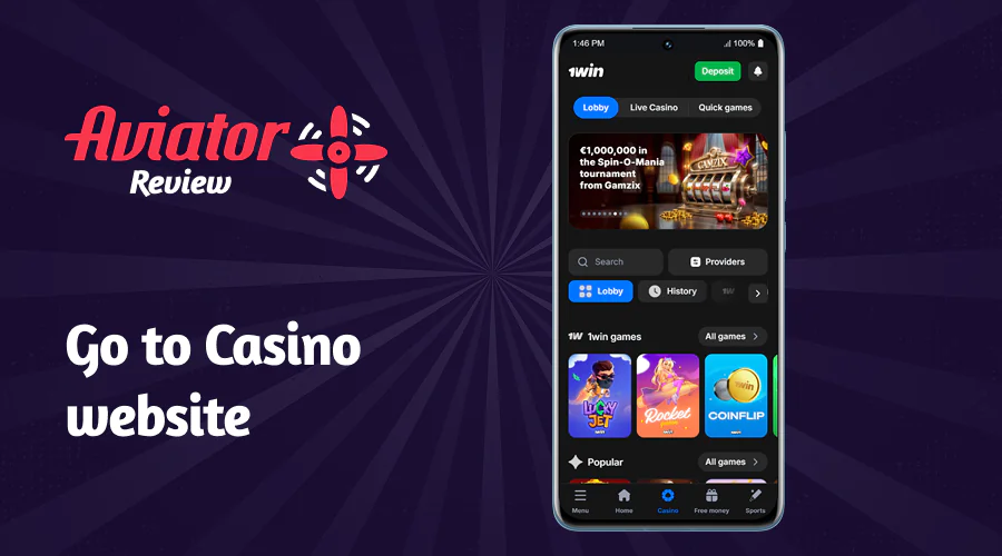 Go to the casino website where the Aviator game is located