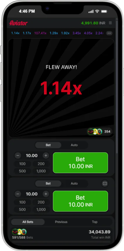 Screenshot of Aviator Game