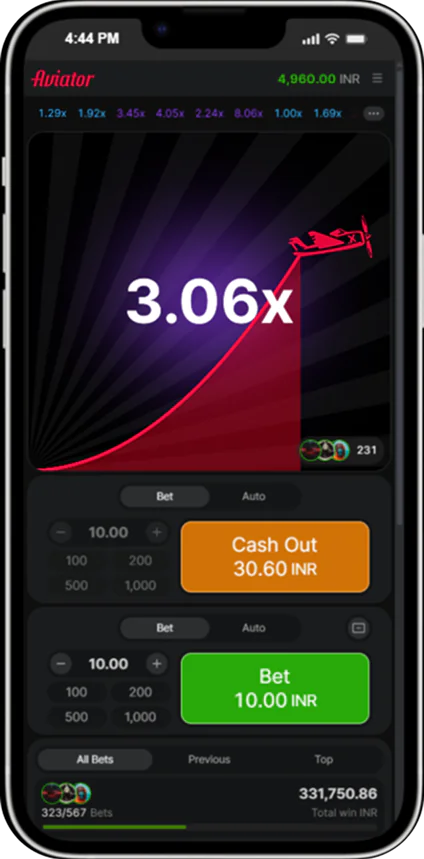 Screenshot of Aviator Game