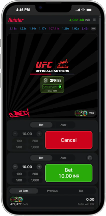 Screenshot of Aviator Game