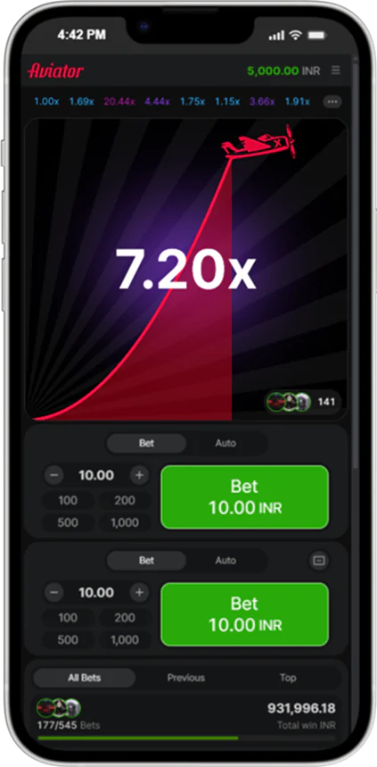 Screenshot of Aviator Game