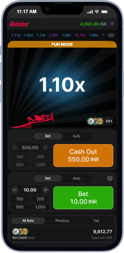 Screenshot of Aviator Game