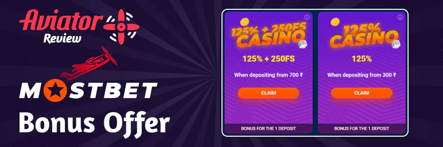 Available Mostbet bonuses for playing Aviator