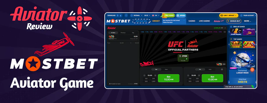 Play the Aviator game on the Mostbet website