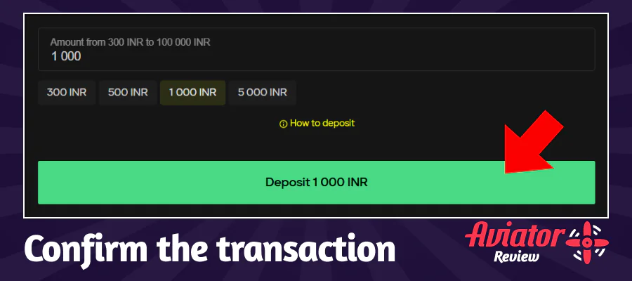 Executing the Parimatch deposit transaction successfully