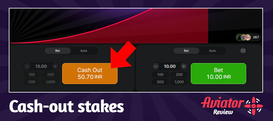 Cashing out the bet in Parimatch Aviator game